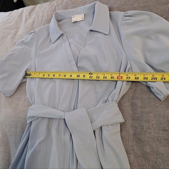 ASOS Light Blue Midi Dress with Belt - Picture 3 of 9